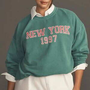 Anthropologie The Roam City Sweatshirt Green Pink New York 3x